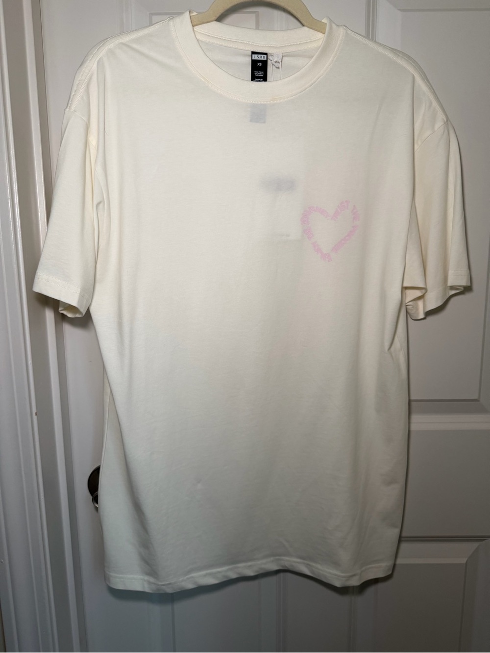 NWT LSKD Oversized“Love the Process” Pink Heart Graphic Tee
